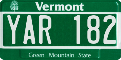 VT license plate YAR182