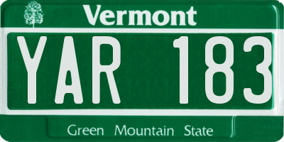 VT license plate YAR183
