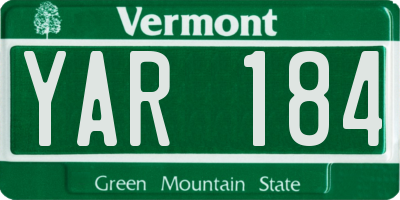 VT license plate YAR184