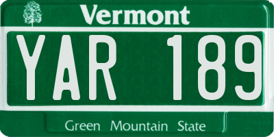 VT license plate YAR189