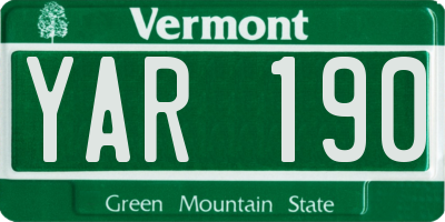VT license plate YAR190