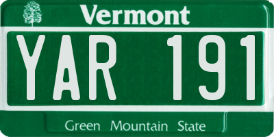 VT license plate YAR191