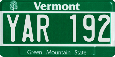 VT license plate YAR192