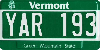VT license plate YAR193