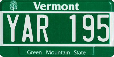 VT license plate YAR195