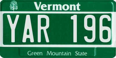 VT license plate YAR196