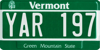 VT license plate YAR197