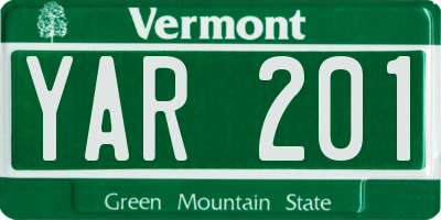 VT license plate YAR201