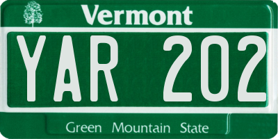 VT license plate YAR202