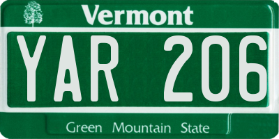 VT license plate YAR206