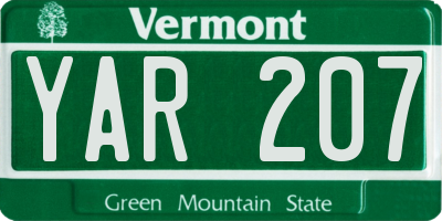 VT license plate YAR207