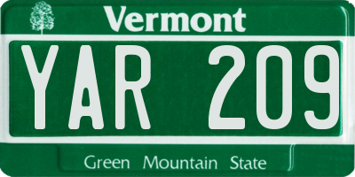 VT license plate YAR209