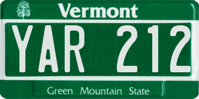 VT license plate YAR212