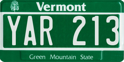 VT license plate YAR213