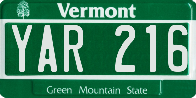 VT license plate YAR216