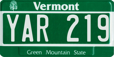 VT license plate YAR219