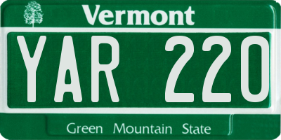 VT license plate YAR220