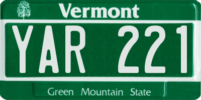 VT license plate YAR221