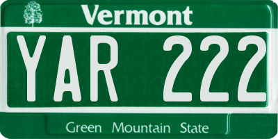 VT license plate YAR222