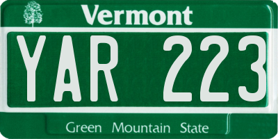 VT license plate YAR223