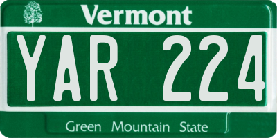 VT license plate YAR224