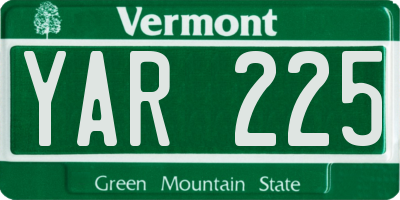VT license plate YAR225