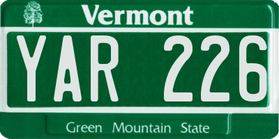 VT license plate YAR226