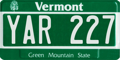 VT license plate YAR227