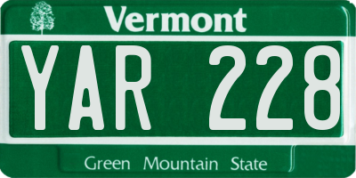 VT license plate YAR228
