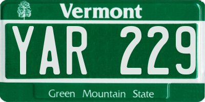 VT license plate YAR229