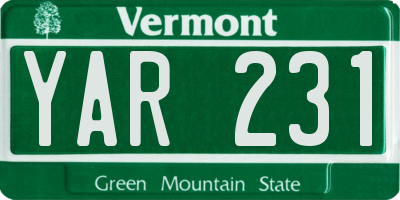VT license plate YAR231