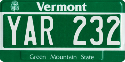 VT license plate YAR232
