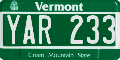 VT license plate YAR233