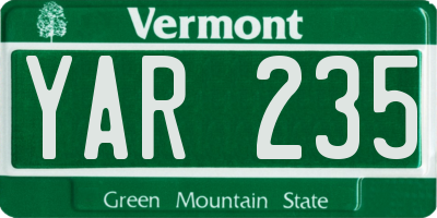 VT license plate YAR235