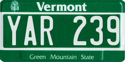 VT license plate YAR239