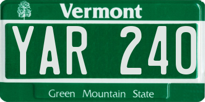VT license plate YAR240