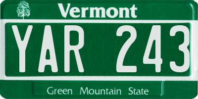 VT license plate YAR243