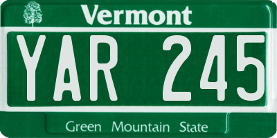 VT license plate YAR245