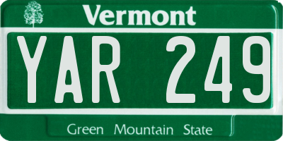 VT license plate YAR249