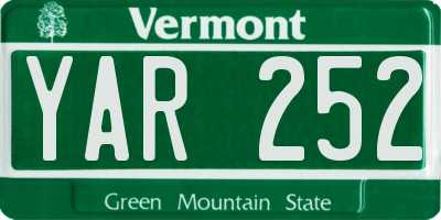 VT license plate YAR252