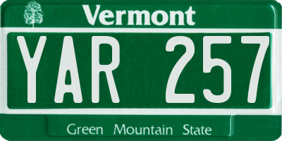 VT license plate YAR257