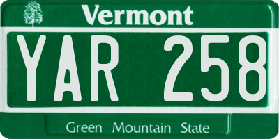 VT license plate YAR258