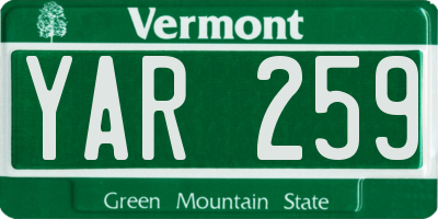 VT license plate YAR259