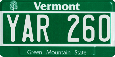 VT license plate YAR260