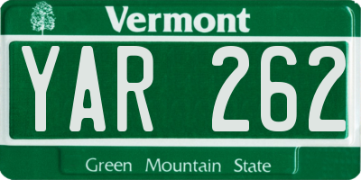 VT license plate YAR262