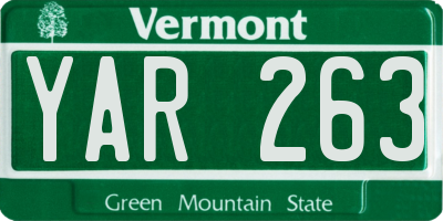 VT license plate YAR263