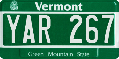 VT license plate YAR267