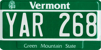 VT license plate YAR268