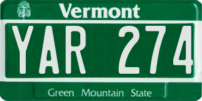 VT license plate YAR274