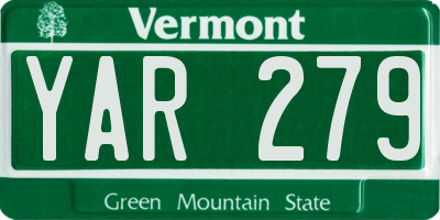 VT license plate YAR279